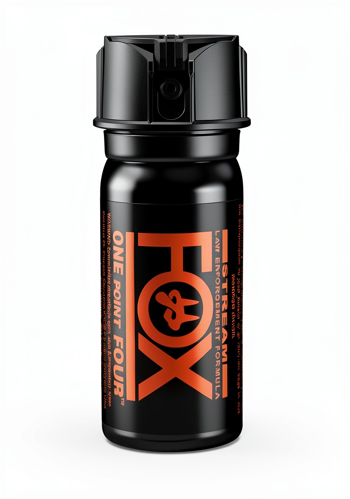 Fox Labs pepper spray held in hand showing compact size and flip top
