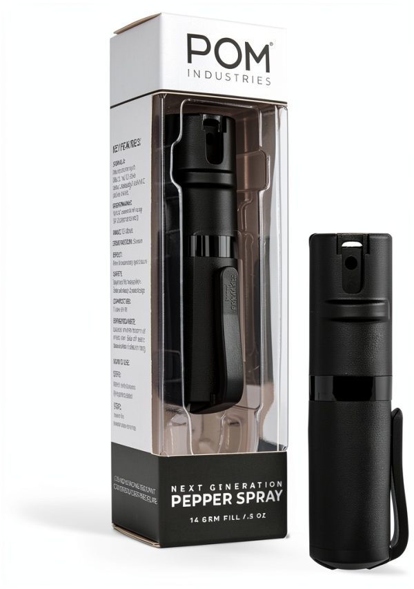 POM Pepper Spray Self Defense Pocket Clip Black-0