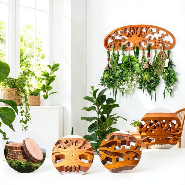 Rustic Flower Drying Rack Dipanist Mount Wooden-4