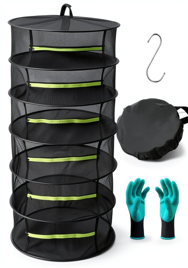 Herb Drying Rack Hanging 6-Layer 2ft Mesh with Zipper Seropy-0