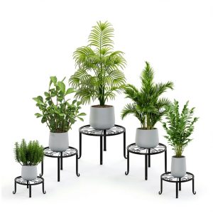 Metal Plant Stand 5 Pack Heavy Duty Iron Round Rack 150lb YD001-0