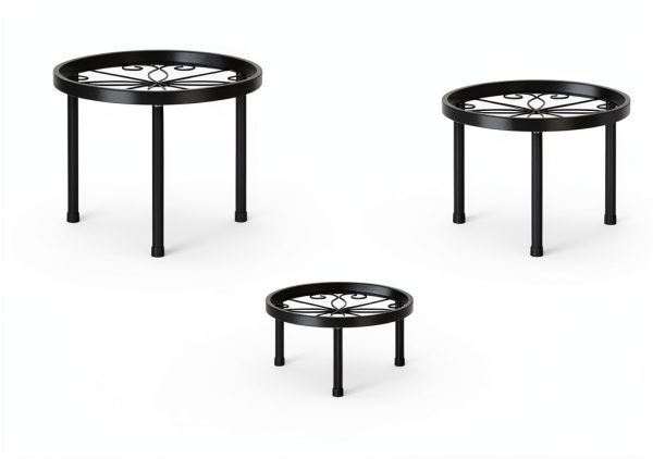Plant Stands 5-Pack Heavy-Duty Metal Riser Black for Outdoor Garden-1