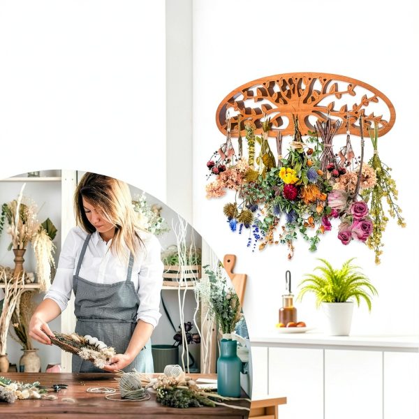 Rustic Flower Drying Rack Dipanist Mount Wooden-1