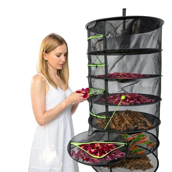Collapsible Mesh Drying Rack Bestio 6 Layer Black 24x24x48in-6