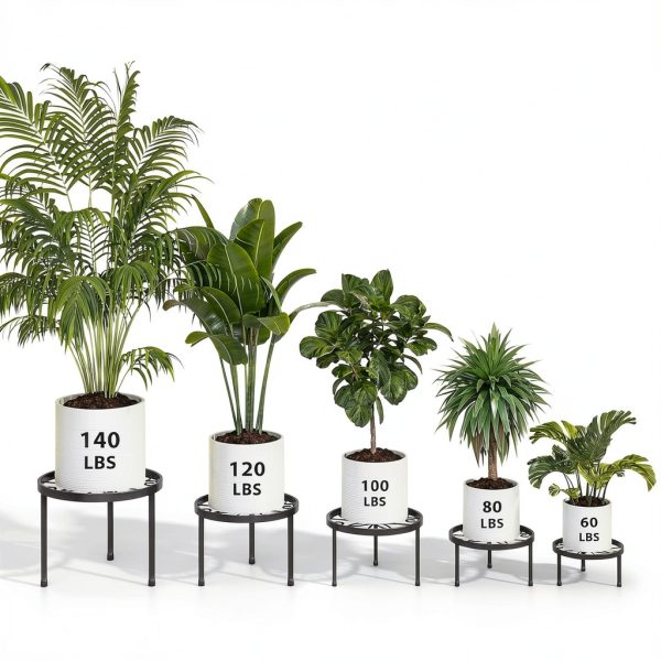 Plant Stands 5-Pack Heavy-Duty Metal Riser Black for Outdoor Garden-5