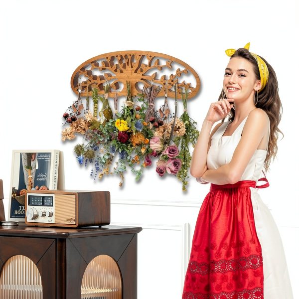 Rustic Flower Drying Rack Dipanist Mount Wooden-3