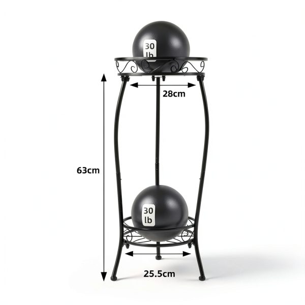 2 Pack Plant Stand Indoor Outdoor 2 Tier 27" Tall Metal Potted Holder Rack Flower Pot Stand Heavy Duty Plant Shelf Rustproof Iron Multiple Plant Round Supports Rack for Planter Corner Garden-4