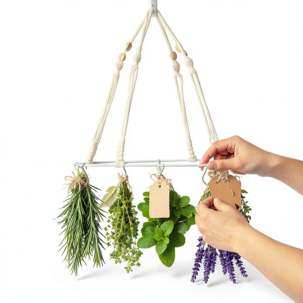 Herb Drying Rack 4 Pack Threehoney Boho Organizer with 32 Hooks-6