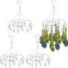4 Pcs Round Stainless Steel Hanging Herb Drying Rack, 20 Hooks Space Saving Kitchen Dryer for Fresh Herbs, Flowers, Tea, Mint, Rustproof Laundry Racks for Indoor Outdoor Use-0