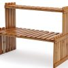 Natural Bamboo Indoor Plant Stand MyGift 2-Tier Desktop Shelf-6