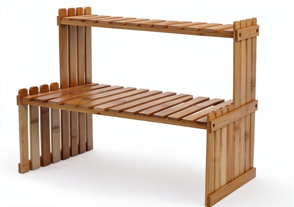 Natural Bamboo Indoor Plant Stand MyGift 2-Tier Desktop Shelf-6