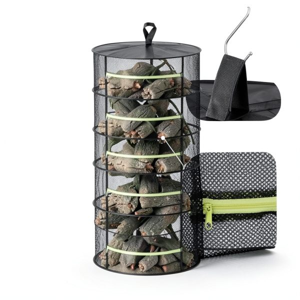 Herb Drying Rack 3-Piece Set Green Zipper 24" Mesh 4-8 Tier FillTouch-5