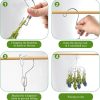 4 Pcs Round Stainless Steel Hanging Herb Drying Rack, 20 Hooks Space Saving Kitchen Dryer for Fresh Herbs, Flowers, Tea, Mint, Rustproof Laundry Racks for Indoor Outdoor Use-3