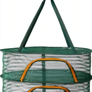 Herb Drying Rack MECCANIXITY 24" 2‑Layer Green Mesh Net with Zipper-0