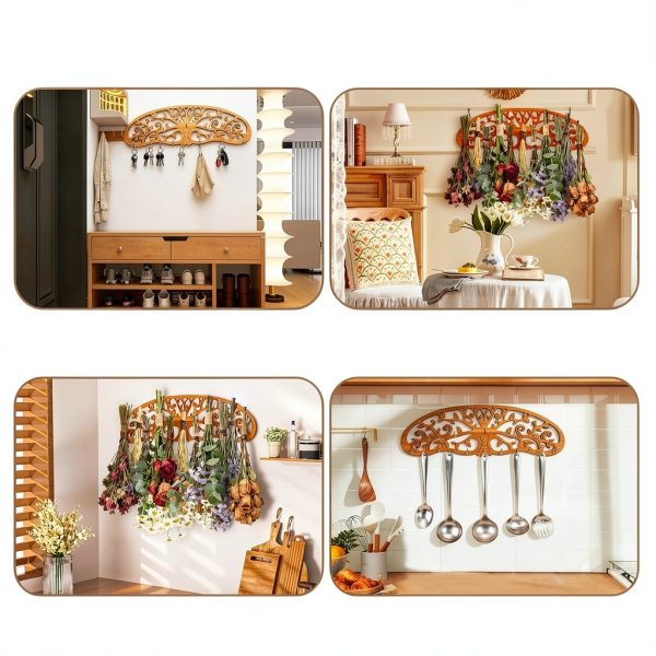 Herb Drying Rack AquaLume Rustic Wall Mount Rack for Kitchen Garden-2