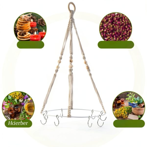 Herb Drying Rack 4 Pack Threehoney Boho Organizer with 32 Hooks-1
