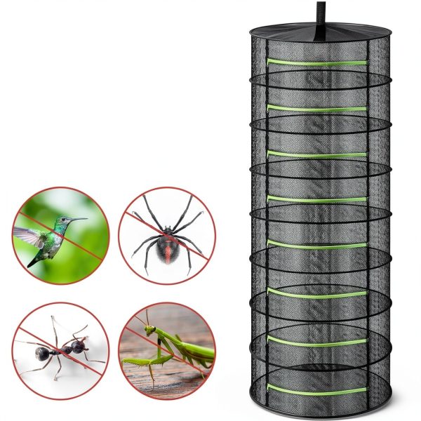 Herb Drying Rack 3-Piece Set Green Zipper 24" Mesh 4-8 Tier FillTouch-3