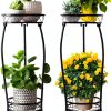 2 Pack Plant Stand Indoor Outdoor 2 Tier 27" Tall Metal Potted Holder Rack Flower Pot Stand Heavy Duty Plant Shelf Rustproof Iron Multiple Plant Round Supports Rack for Planter Corner Garden-0