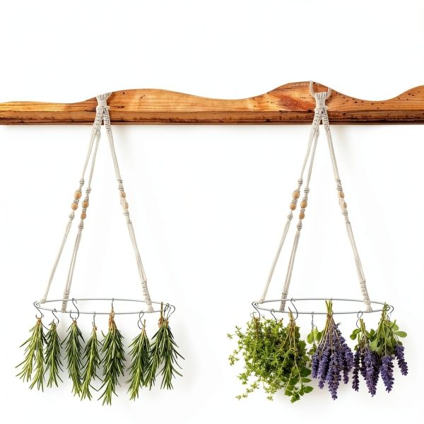 Herb Drying Rack 4 Pack Threehoney Boho Organizer with 32 Hooks-5