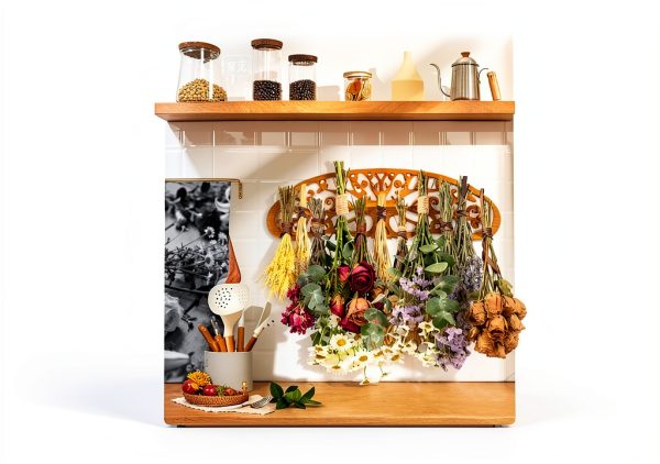 Herb Drying Rack AquaLume Rustic Wall Mount Rack for Kitchen Garden-4
