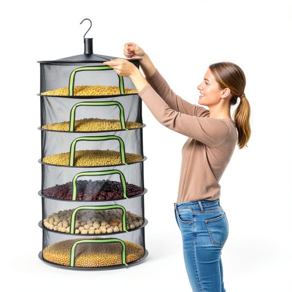 Herb Drying Rack Coloch Mesh with Zipper 6 Layer 23.6x47 Black-7
