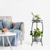 2 Pack Plant Stand Indoor Outdoor 2 Tier 27" Tall Metal Potted Holder Rack Flower Pot Stand Heavy Duty Plant Shelf Rustproof Iron Multiple Plant Round Supports Rack for Planter Corner Garden-2