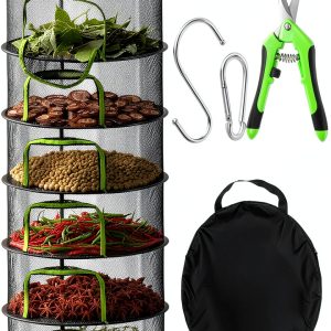 Herb Drying Rack Coloch Mesh with Zipper 6 Layer 23.6x47 Black-0