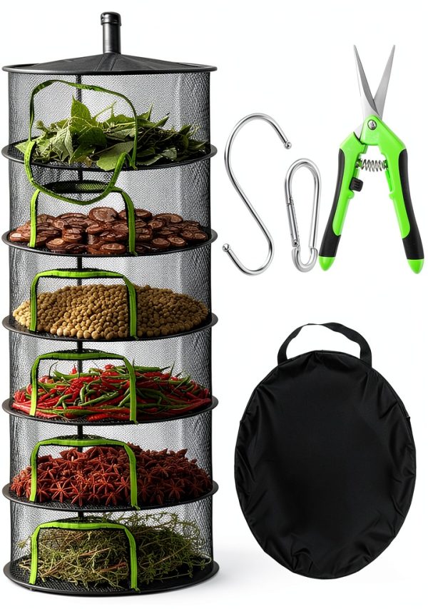 Herb Drying Rack Coloch Mesh with Zipper 6 Layer 23.6x47 Black-0