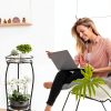 2 Pack Plant Stand Indoor Outdoor 2 Tier 27" Tall Metal Potted Holder Rack Flower Pot Stand Heavy Duty Plant Shelf Rustproof Iron Multiple Plant Round Supports Rack for Planter Corner Garden-1