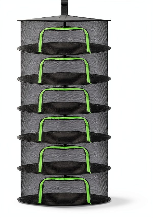Herb Drying Rack Coloch Mesh with Zipper 6 Layer 23.6x47 Black-1