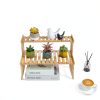 Natural Bamboo Indoor Plant Stand MyGift 2-Tier Desktop Shelf-2