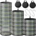 Herb Drying Rack 3-Piece Set Green Zipper 24" Mesh 4-8 Tier FillTouch-0