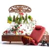 Pine Wood Herb Drying Rack ZHIYUEJING Wall Rack with Floral Tree-3