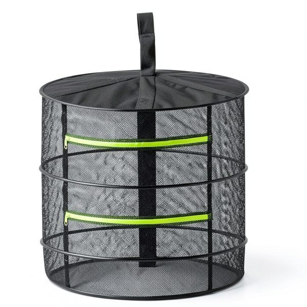 Herb Drying Rack 3-Piece Set Green Zipper 24" Mesh 4-8 Tier FillTouch-6