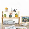 Natural Bamboo Indoor Plant Stand MyGift 2-Tier Desktop Shelf-3