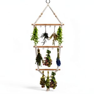 Herb Drying Rack 3 Tier Boho Hanging Floradrift Wooden Plant Rack-0