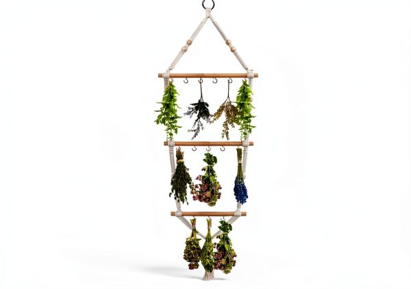 Herb Drying Rack 3 Tier Boho Hanging Floradrift Wooden Plant Rack-0